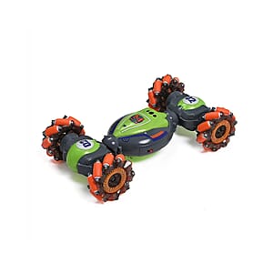 Green 4 Wheel Light and Musical Stunt Car with Remote Control (25km/H Maximum Speed) (Charge for 2 Hours, 3.7V 500mAH Lithium Battery)