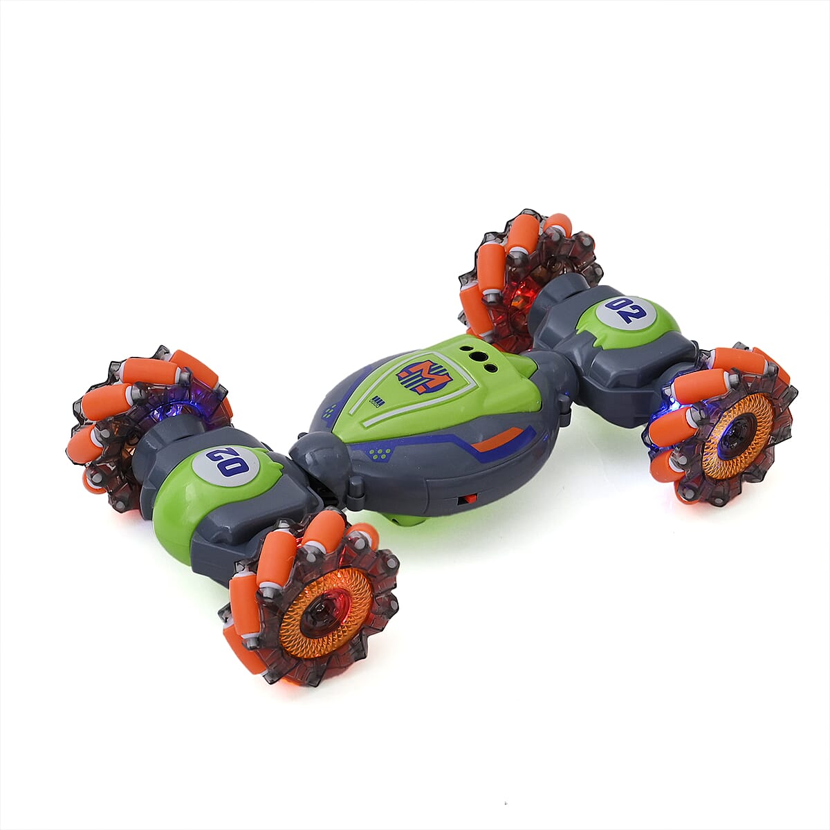 Green 4 Wheel Light and Musical Stunt Car with Remote Control (25km/H Maximum Speed) (Charge for 2 Hours, 3.7V 500mAH Lithium Battery) image number 5