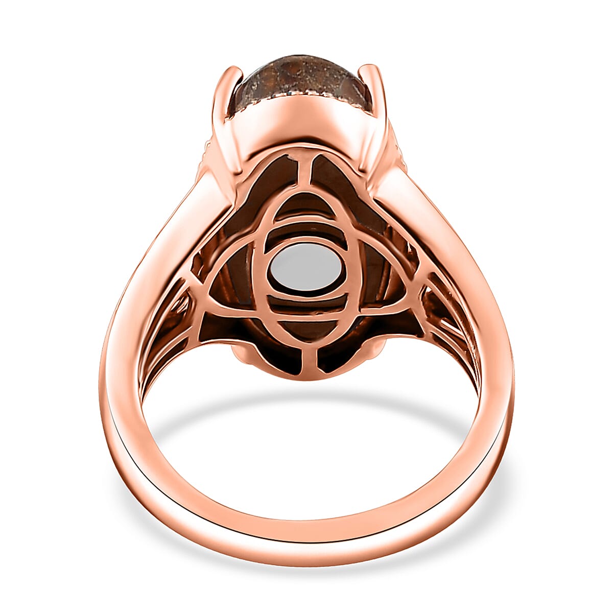 Matrix Fire Opal 7.15 ctw Solitaire Ring in 14K RG Over Copper with Magnet (Size 8.0) image number 4