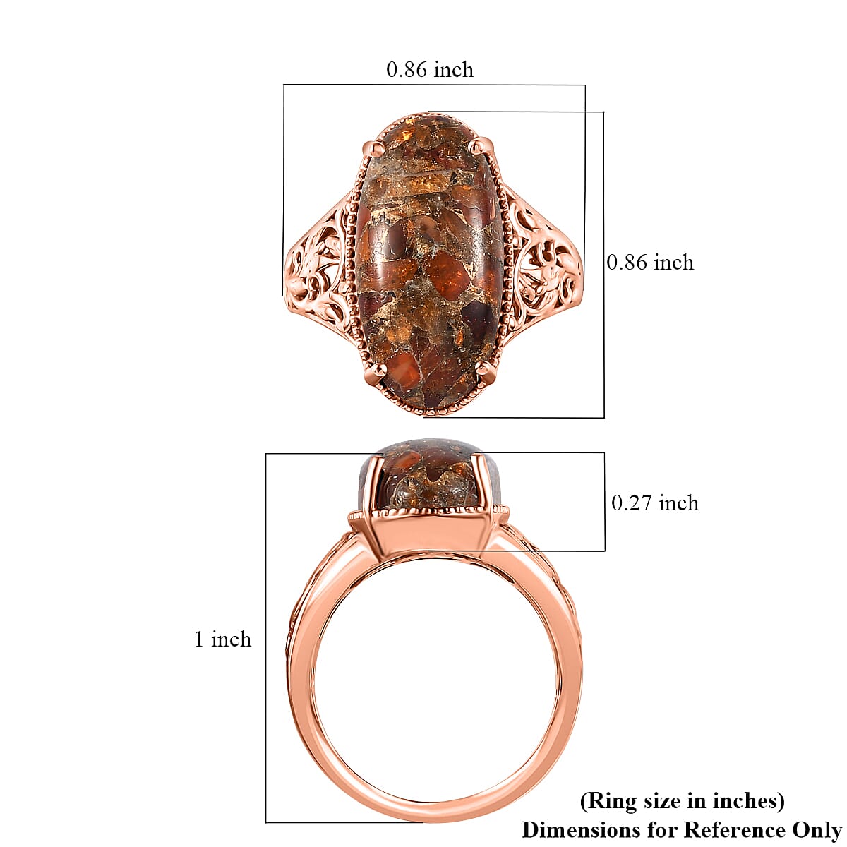 Matrix Fire Opal 7.15 ctw Solitaire Ring in 14K RG Over Copper with Magnet (Size 8.0) image number 5