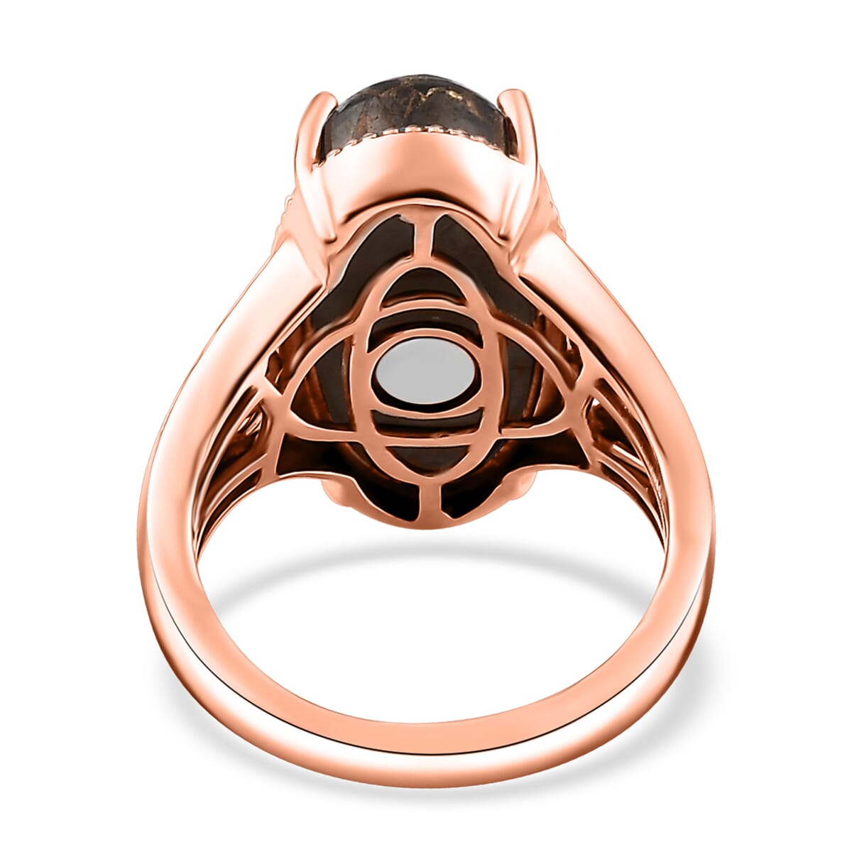 Matrix Silver Shungite 7.65 ctw Solitaire Ring in 14K RG Over Copper with Magnet (Size 11.0) image number 4