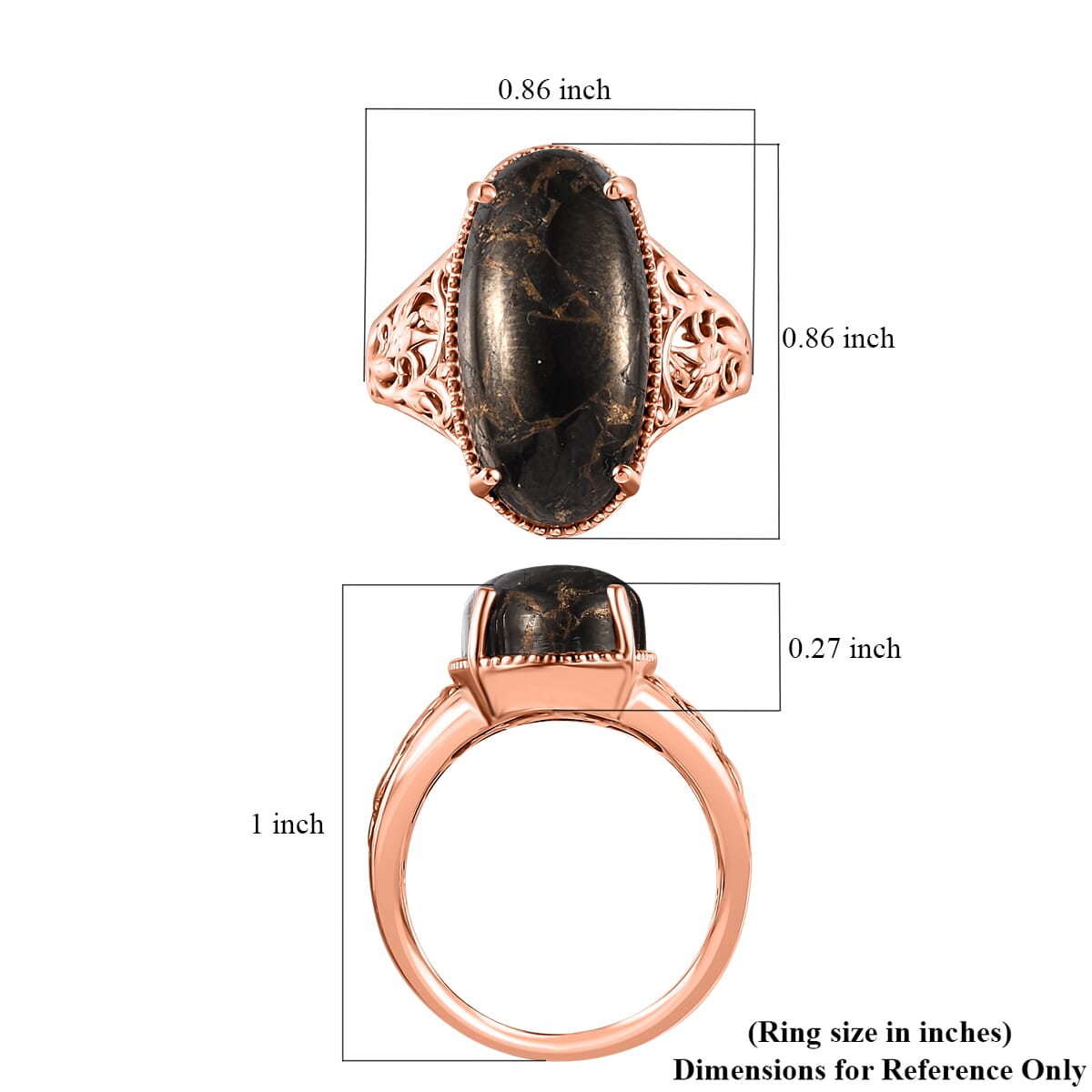 Matrix Silver Shungite 7.65 ctw Solitaire Ring in 14K RG Over Copper with Magnet (Size 11.0) image number 5