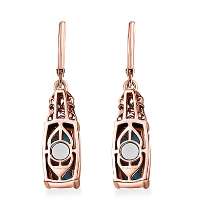 EverTrue Matrix Chestnut Brine Turquoise 6.60 ctw Solitaire Lever Back Earrings in 14K Rose Gold Over Copper with Magnet