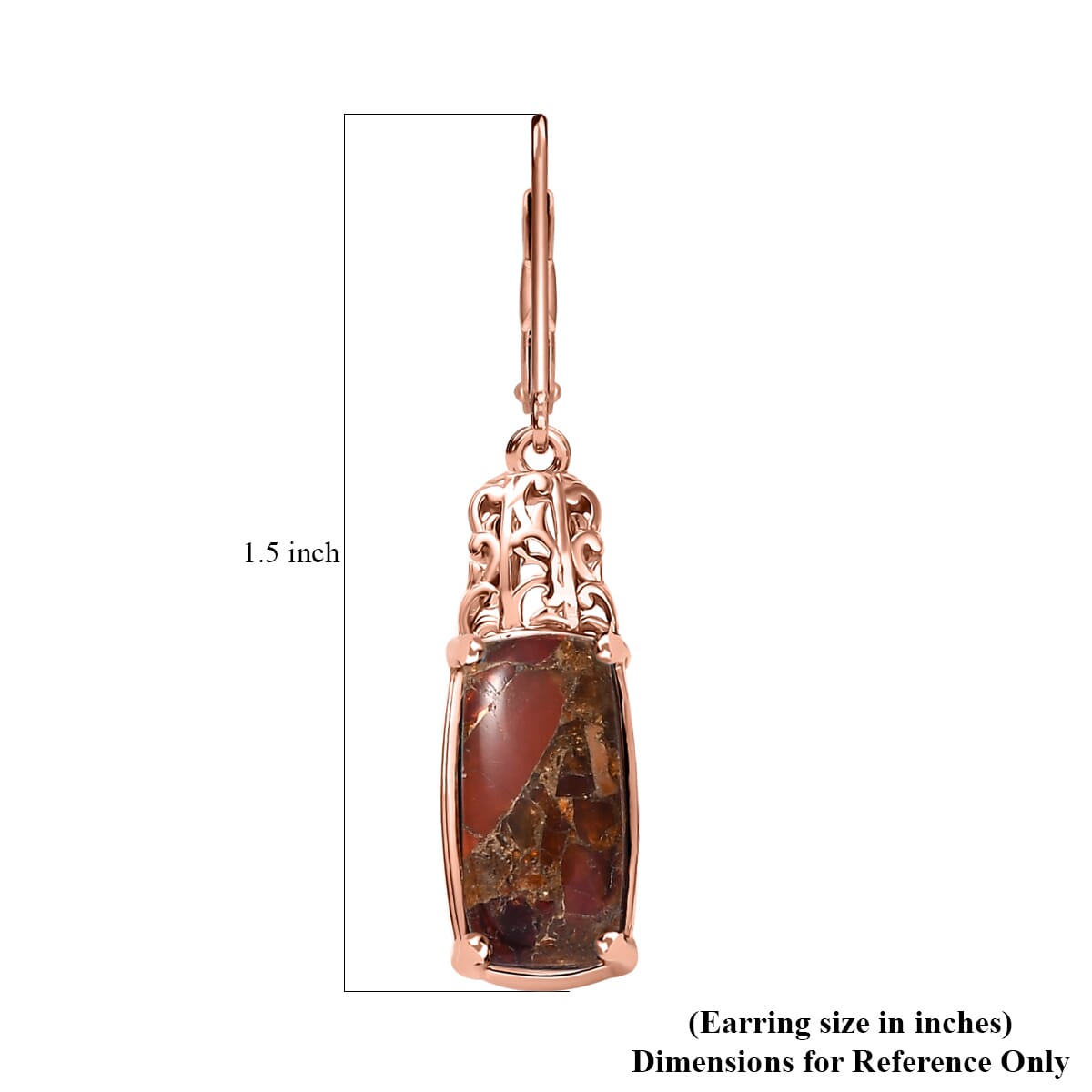 EverTrue Matrix Fire Opal 5.80 ctw Solitaire Lever Back Earrings in 14K Rose Gold Over Copper with Magnet image number 5