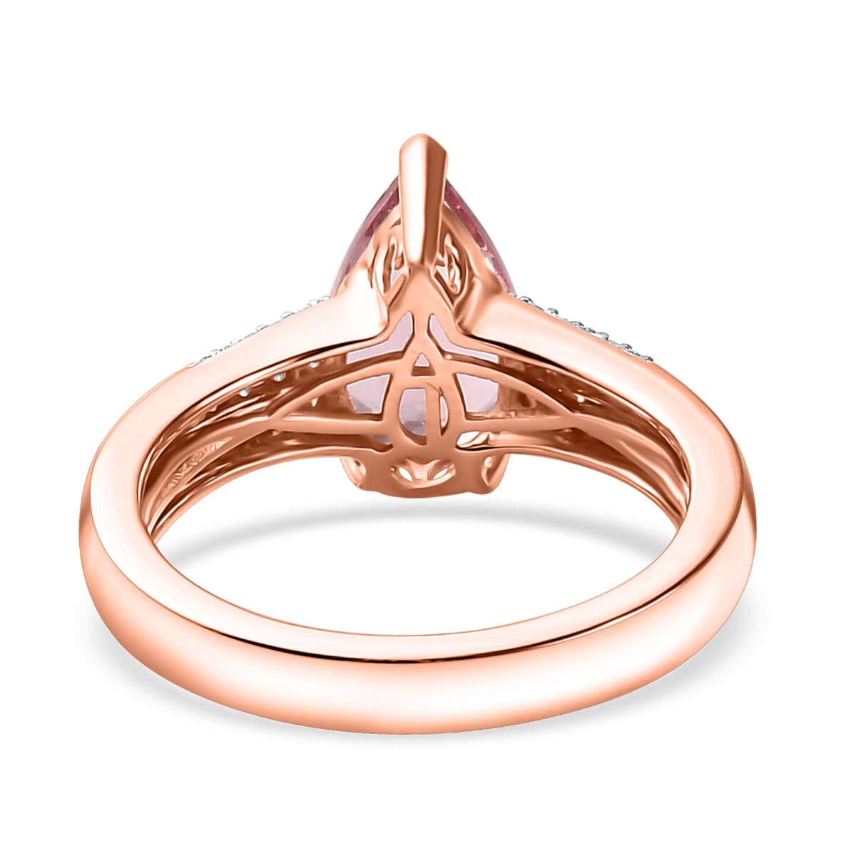 Luxoro AAA Pink Morganite, Paraiba Tourmaline and G-H I2 Diamond 2.10 ctw Ring in 14K Rose Gold (Size 5.0) 4.25 Grams image number 4