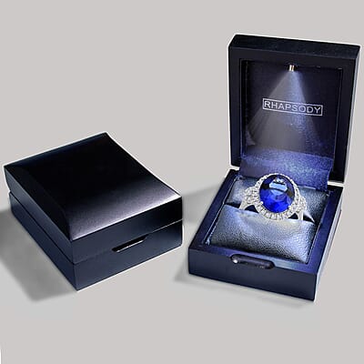 Certified & Appraised Rhapsody 950 Platinum AAAA Tanzanite and E-F VS Diamond Ring (Size 12.0) 7.35 ctw