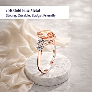 Certified & Appraised Luxoro 14K Rose Gold AAA Pink Morganite and G-H I2 Diamond Ring (Size 7.5) 4.68 Grams 4.80 ctw