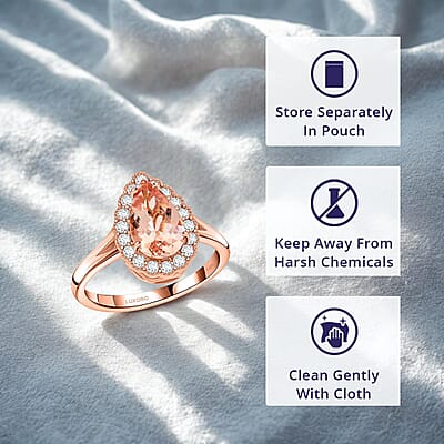 Certified & Appraised Luxoro 14K Rose Gold AAA Pink Morganite and G-H I2 Diamond Ring (Size 12.0) 1.50 ctw