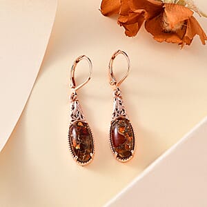 Matrix Fire Opal 5.60 ctw Lever Back Earrings in 14K RG Over Copper with Magnet and ION Plated RG Stainless Steel