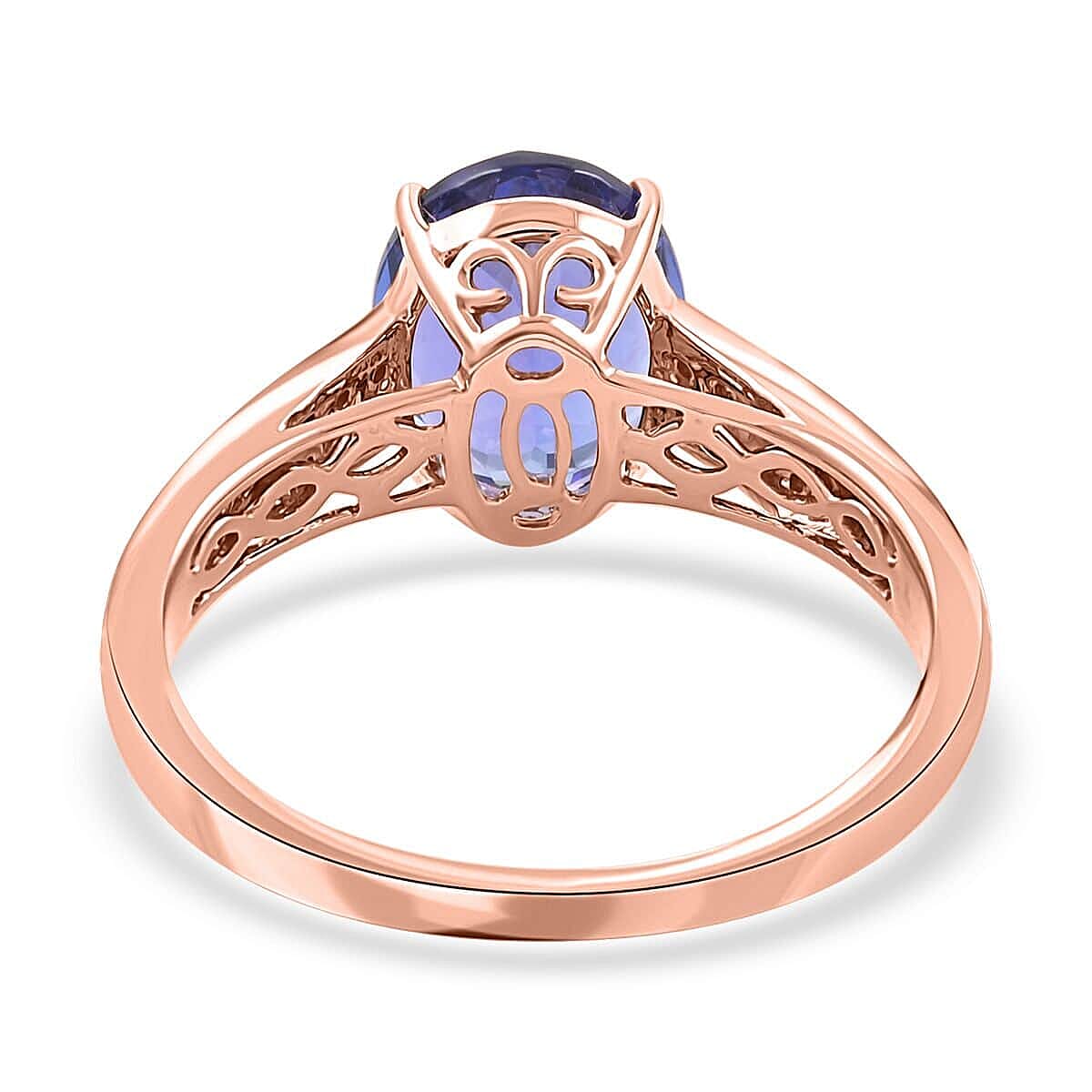 Luxoro 14K Rose Gold AAA Tanzanite and G-H I2 Diamond Ring (Size 6.5) 3.00 ctw image number 4