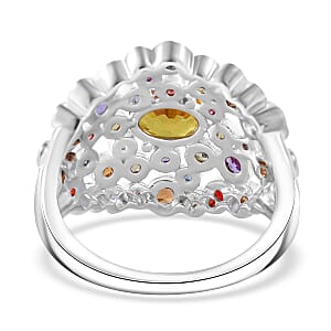 Premium Multi Sapphire 2.80 ctw Bubbles Ring in Rhodium Over Sterling Silver (Size 9.0) 