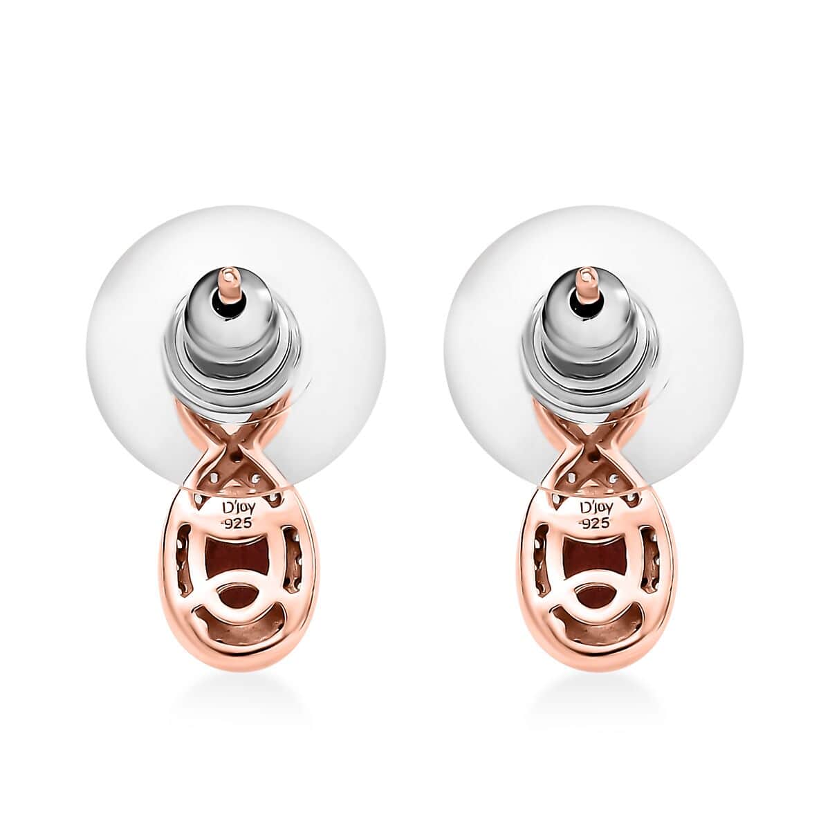 Premium Blush Tourmaline and White Zircon 1.25 ctw Heart Earrings in 18K Vermeil Rose Gold Over Sterling Silver image number 3