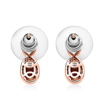 D'Joy Premium Blush Tourmaline and White Zircon 1.25 ctw Heart Earrings in 18K Vermeil Rose Gold Over Sterling Silver