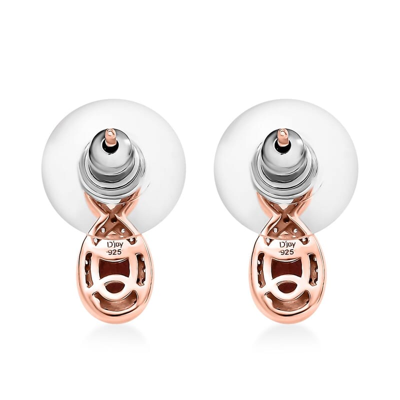 D'Joy Premium Blush Tourmaline and White Zircon 1.25 ctw Heart Earrings in 18K Vermeil Rose Gold Over Sterling Silver