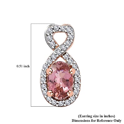 D'Joy Premium Blush Tourmaline and White Zircon 1.25 ctw Heart Earrings in 18K Vermeil Rose Gold Over Sterling Silver