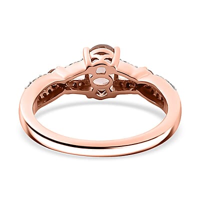 Premium Blush Tourmaline and Moissanite 1.10 ctw Heart Ring in 18K Vermeil Rose Gold Over Sterling Silver (Size 10.0)
