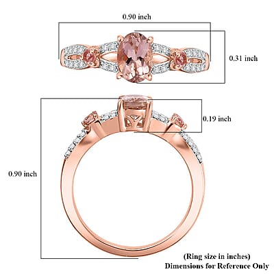 Premium Blush Tourmaline and Moissanite 1.10 ctw Heart Ring in 18K Vermeil Rose Gold Over Sterling Silver (Size 10.0)