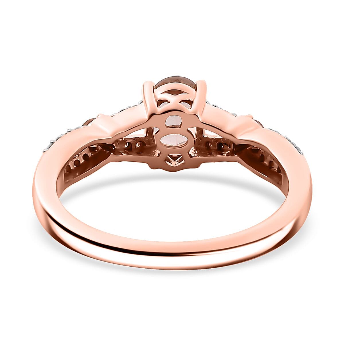 Premium Blush Tourmaline and Moissanite 1.10 ctw Heart Ring in 18K Vermeil Rose Gold Over Sterling Silver (Size 5.0) image number 4