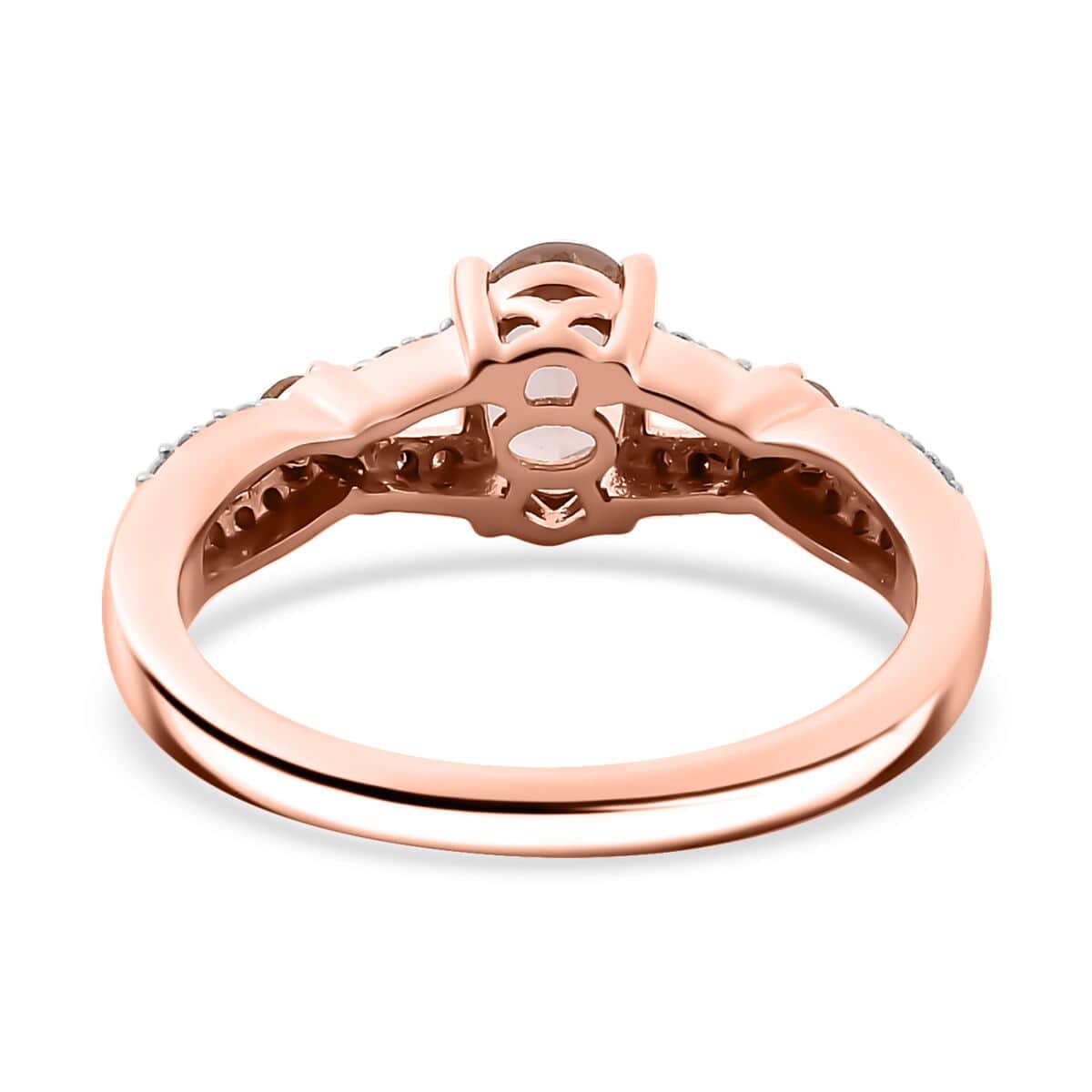 Premium Blush Tourmaline and Moissanite 1.10 ctw Heart Ring in 18K Vermeil Rose Gold Over Sterling Silver (Size 7.0) image number 4