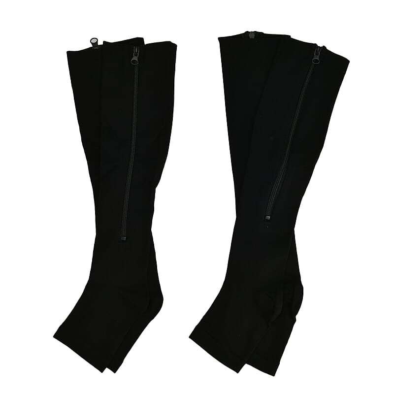 Set of 2 Pairs Black Zipper Compression Socks- XXL (18 above)