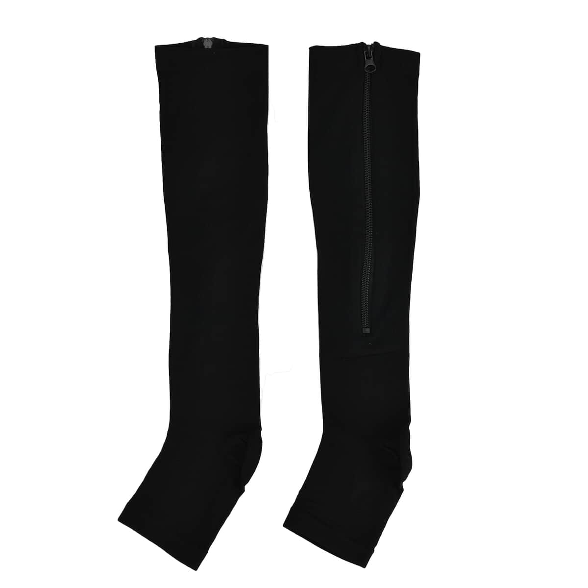 Set of 2 Pairs Black Zipper Compression Socks- XXL (46 above) image number 1