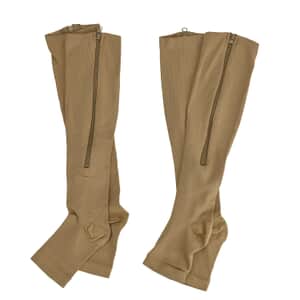 Set of 2 Pairs Brown Zipper Compression Socks - XXL (18 above)