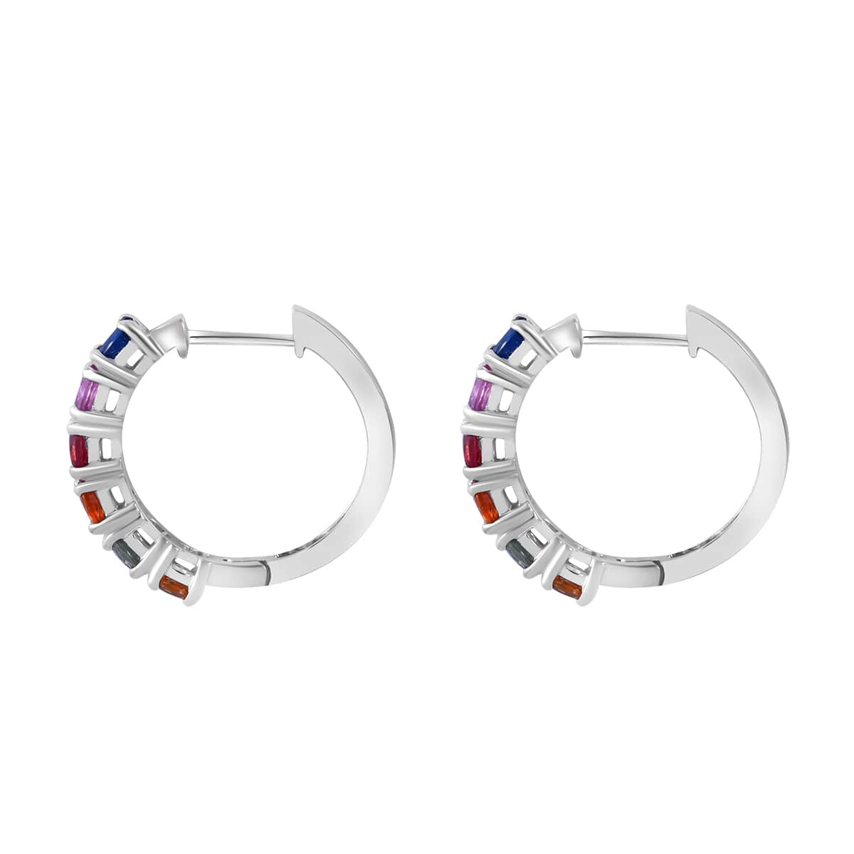 Multi Sapphire hotsell Hoop Earrings Sterling Silver