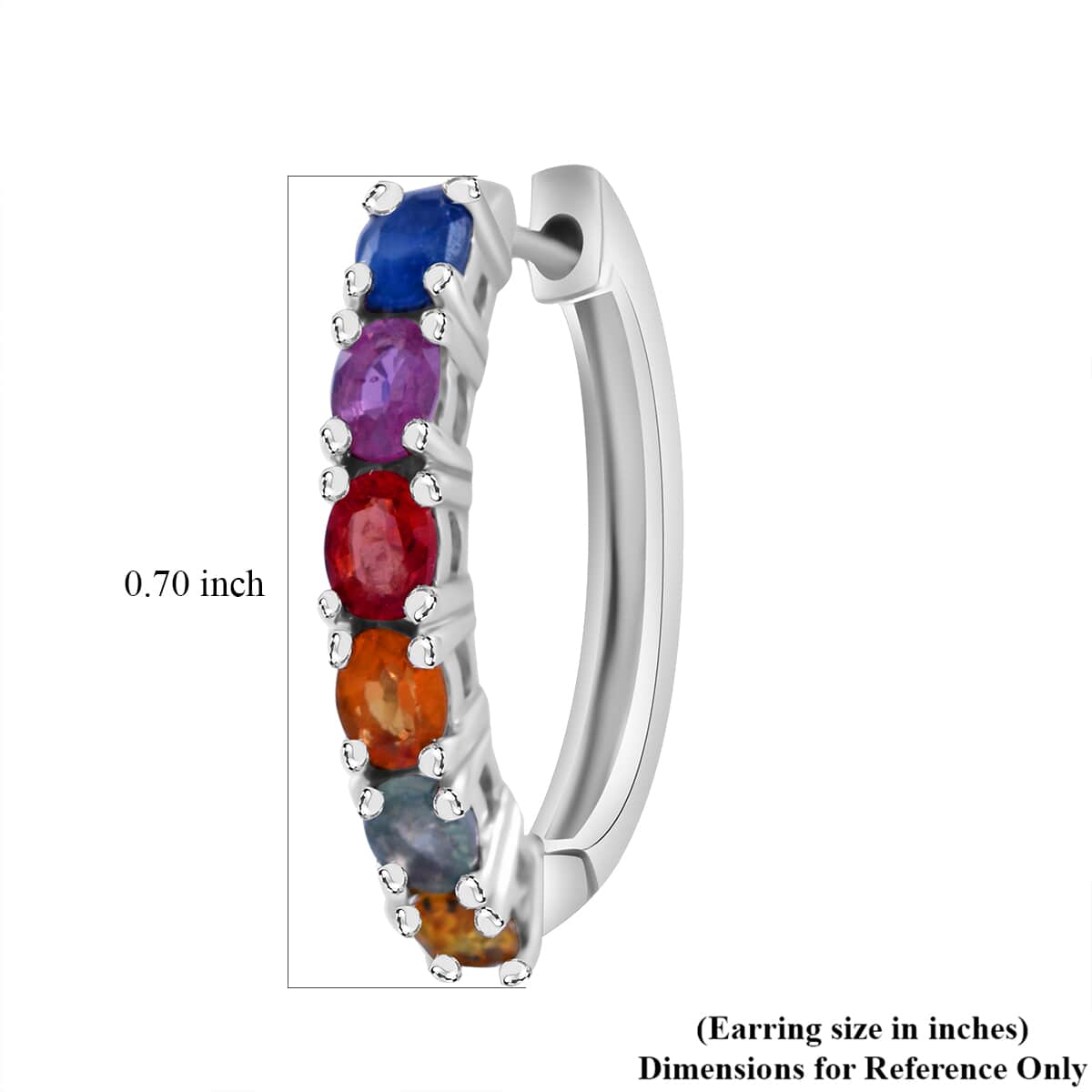 Premium Multi Sapphire 2.65 ctw Hoop Earrings in Rhodium Over Sterling Silver image number 3