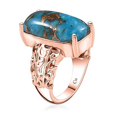 EverTrue Matrix Chestnut Brine Turquoise 9.75 ctw Solitaire Ring in 14K RG Over Copper with Magnet (Size 10.0)
