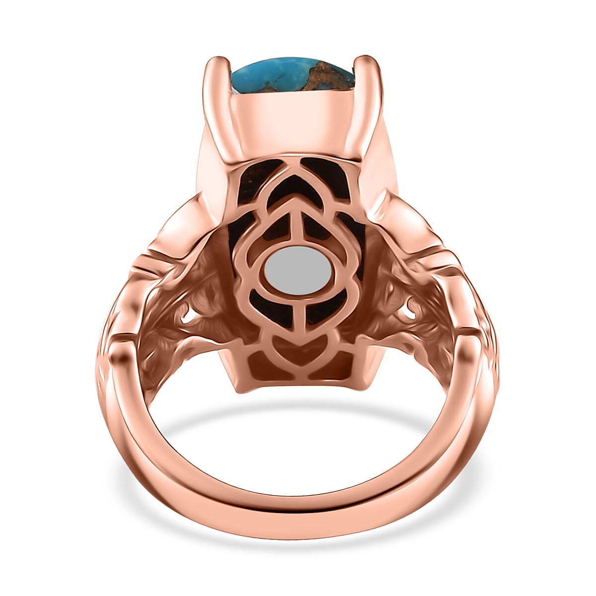 EverTrue Matrix Chestnut Brine Turquoise 9.75 ctw Solitaire Ring in 14K RG Over Copper with Magnet (Size 10.0)