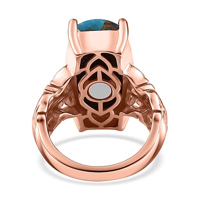 EverTrue Matrix Chestnut Brine Turquoise 9.75 ctw Solitaire Ring in 14K RG Over Copper with Magnet (Size 10.0)