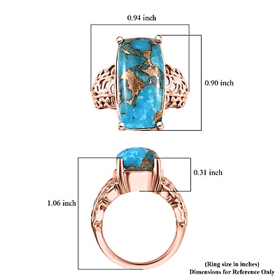 EverTrue Matrix Chestnut Brine Turquoise 9.75 ctw Solitaire Ring in 14K RG Over Copper with Magnet (Size 10.0)