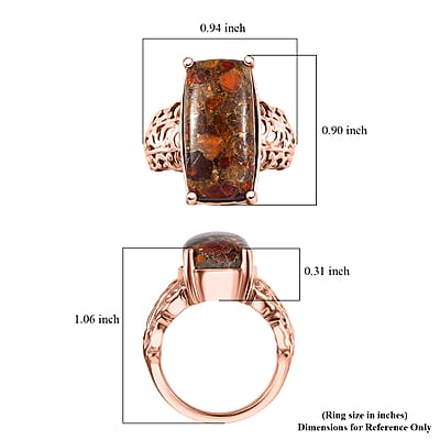 EverTrue Matrix Fire Opal 8.40 ctw Solitaire Ring in 14K Rose Gold Over Copper with Magnet (Size 7.0)