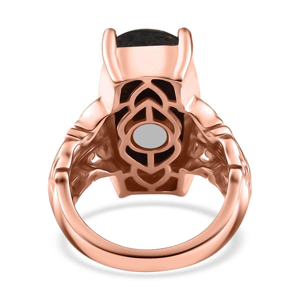 Matrix Silver Shungite 7.75 ctw Solitaire Ring in 14K Rose Gold Over Copper with Magnet (Size 6.0) image number 4