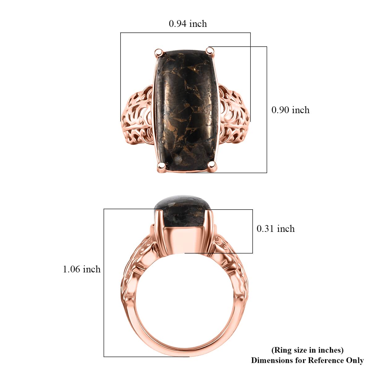 Matrix Silver Shungite 7.75 ctw Solitaire Ring in 14K Rose Gold Over Copper with Magnet (Size 6.0) image number 5