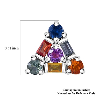 Premium Multi Sapphire 2.30 ctw Art Deco Earrings in Rhodium Over Sterling Silver