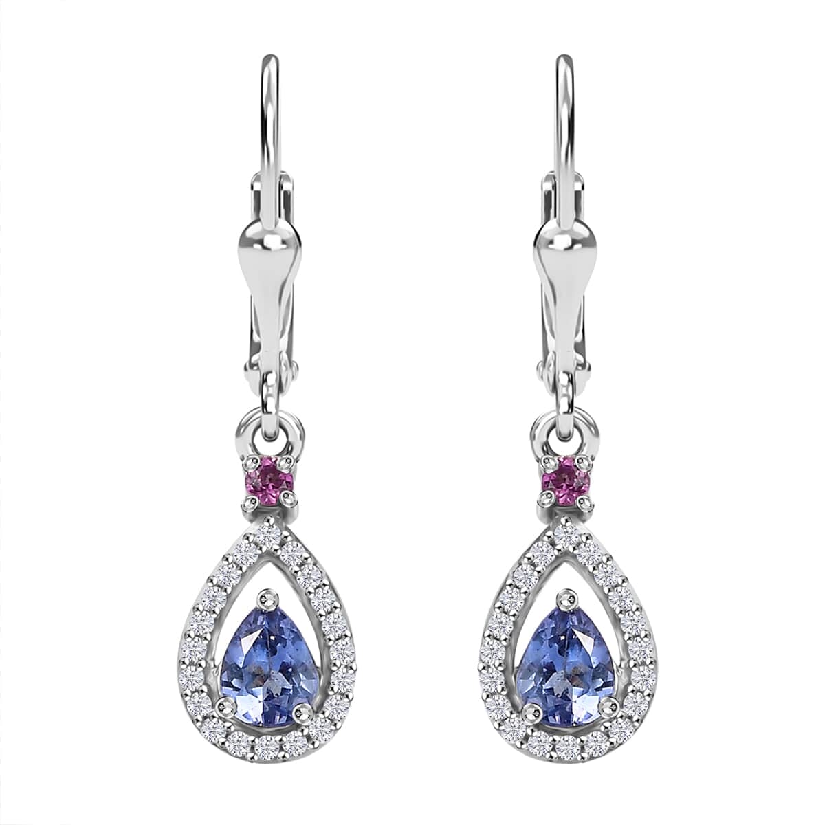 Tanzanite and Multi Gemstone 1.00 ctw Drop Earrings in Rhodium Over Sterling Silver image number 0