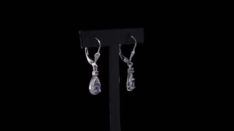 D'Joy Tanzanite and Multi Gemstone 1.00 ctw Drop Earrings in Rhodium Over Sterling Silver