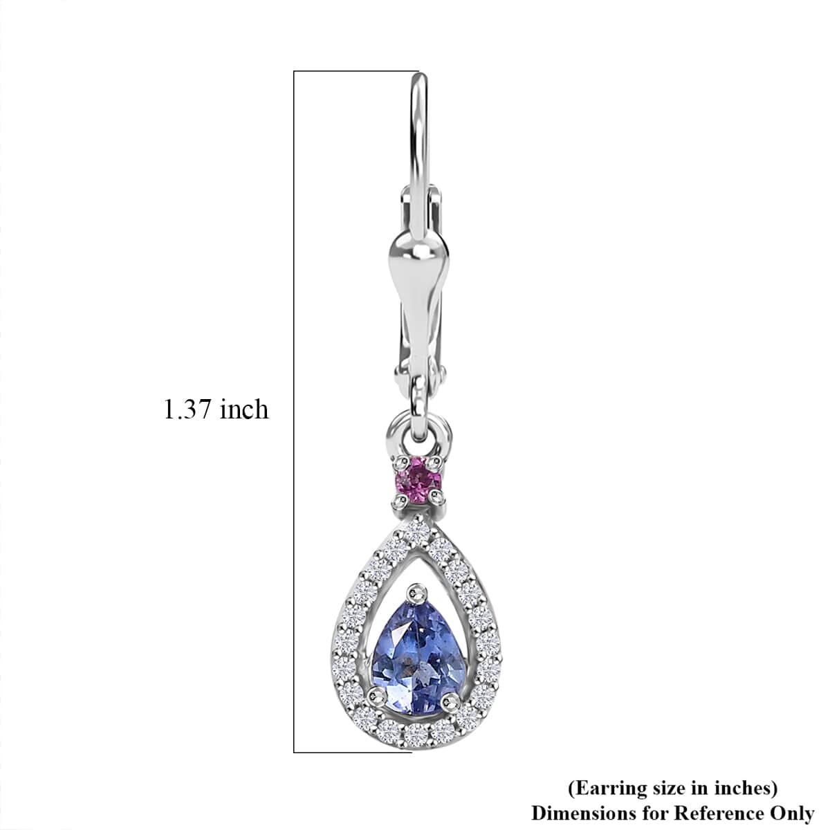 Tanzanite and Multi Gemstone 1.00 ctw Drop Earrings in Rhodium Over Sterling Silver image number 4