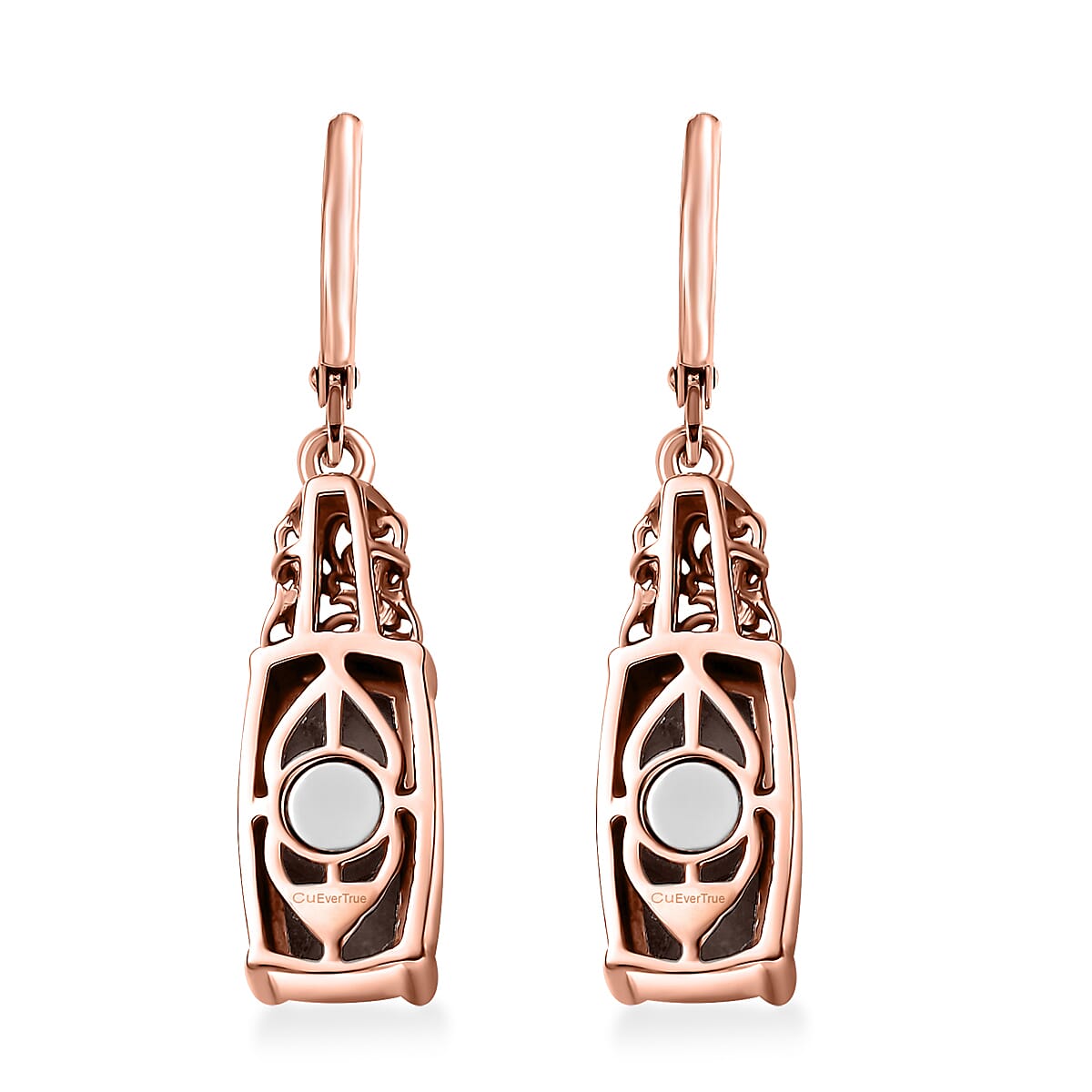 EverTrue Matrix Silver Shungite 5.50 ctw Solitaire Lever Back Earrings in 14K Rose Gold Over Copper with Magnet image number 4