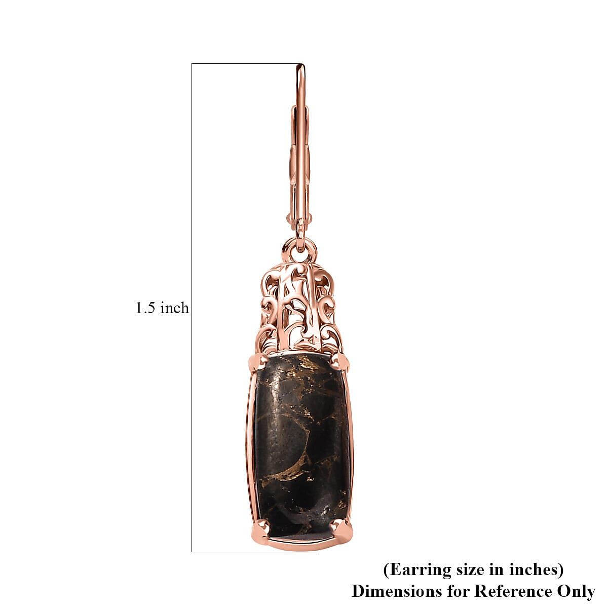 EverTrue Matrix Silver Shungite 5.50 ctw Solitaire Lever Back Earrings in 14K Rose Gold Over Copper with Magnet image number 5
