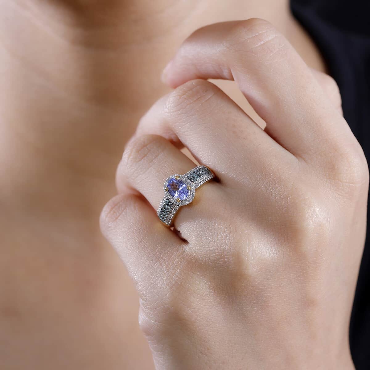 Tanzanite and Multi Gemstone 1.50 ctw Ring in 18K Vermeil Yellow Gold Over Sterling Silver image number 2