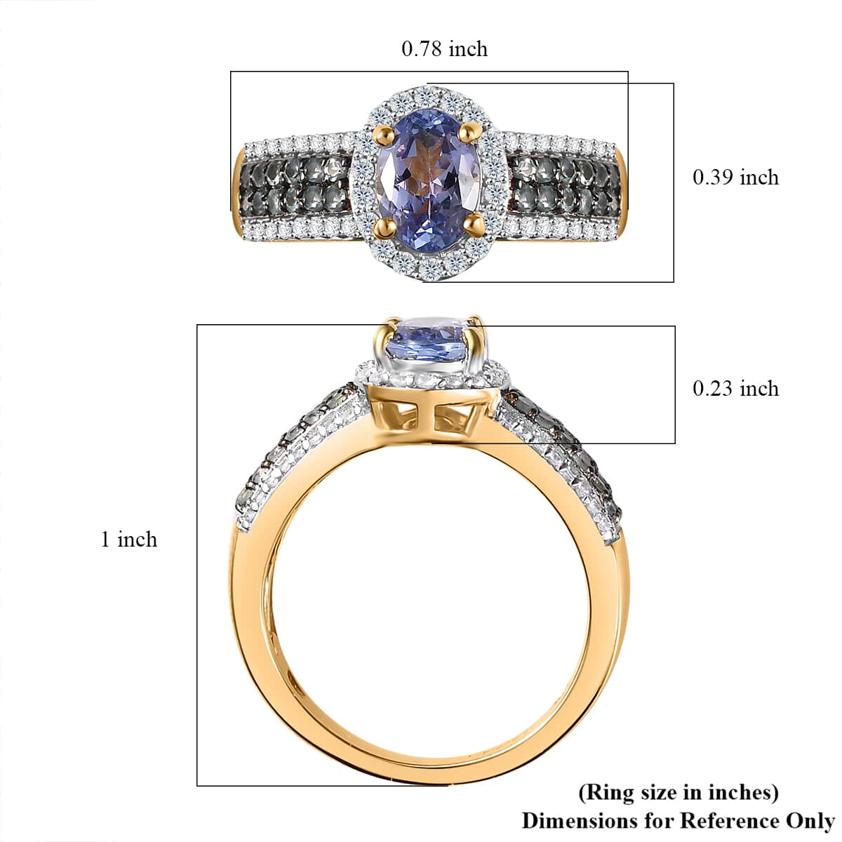 Tanzanite and Multi Gemstone 1.50 ctw Ring in 18K Vermeil Yellow Gold Over Sterling Silver image number 5