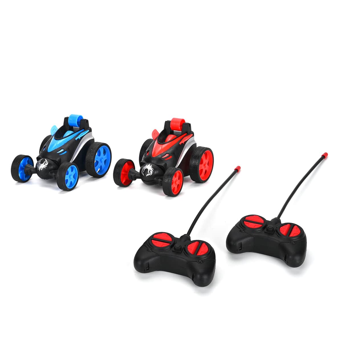 2pack Invincible Tornado RC Stunt Car with Flashing Light & Remote Control - Blue and Red (3xAAA, 2xAA Batteries Not Included) image number 0