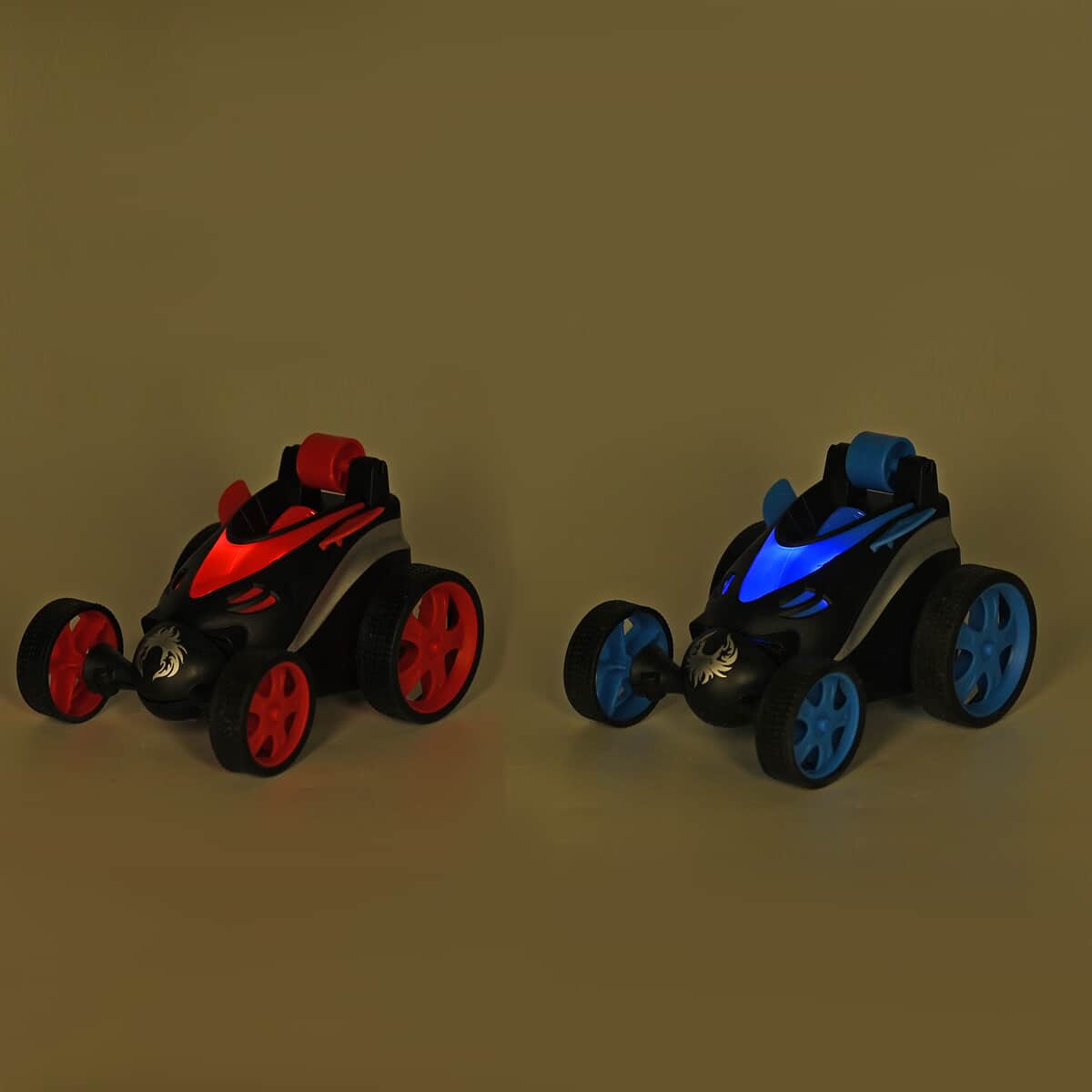 2pack Invincible Tornado RC Stunt Car with Flashing Light & Remote Control - Blue and Red (3xAAA, 2xAA Batteries Not Included) image number 1