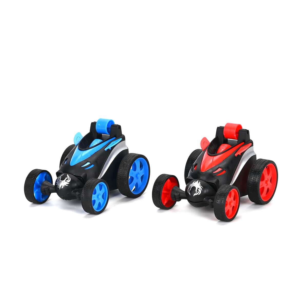 2pack Invincible Tornado RC Stunt Car with Flashing Light & Remote Control - Blue and Red (3xAAA, 2xAA Batteries Not Included) image number 2