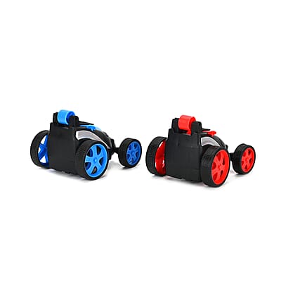 2pack Invincible Tornado RC Stunt Car with Flashing Light & Remote Control - Blue and Red (3xAAA, 2xAA Batteries Not Included)