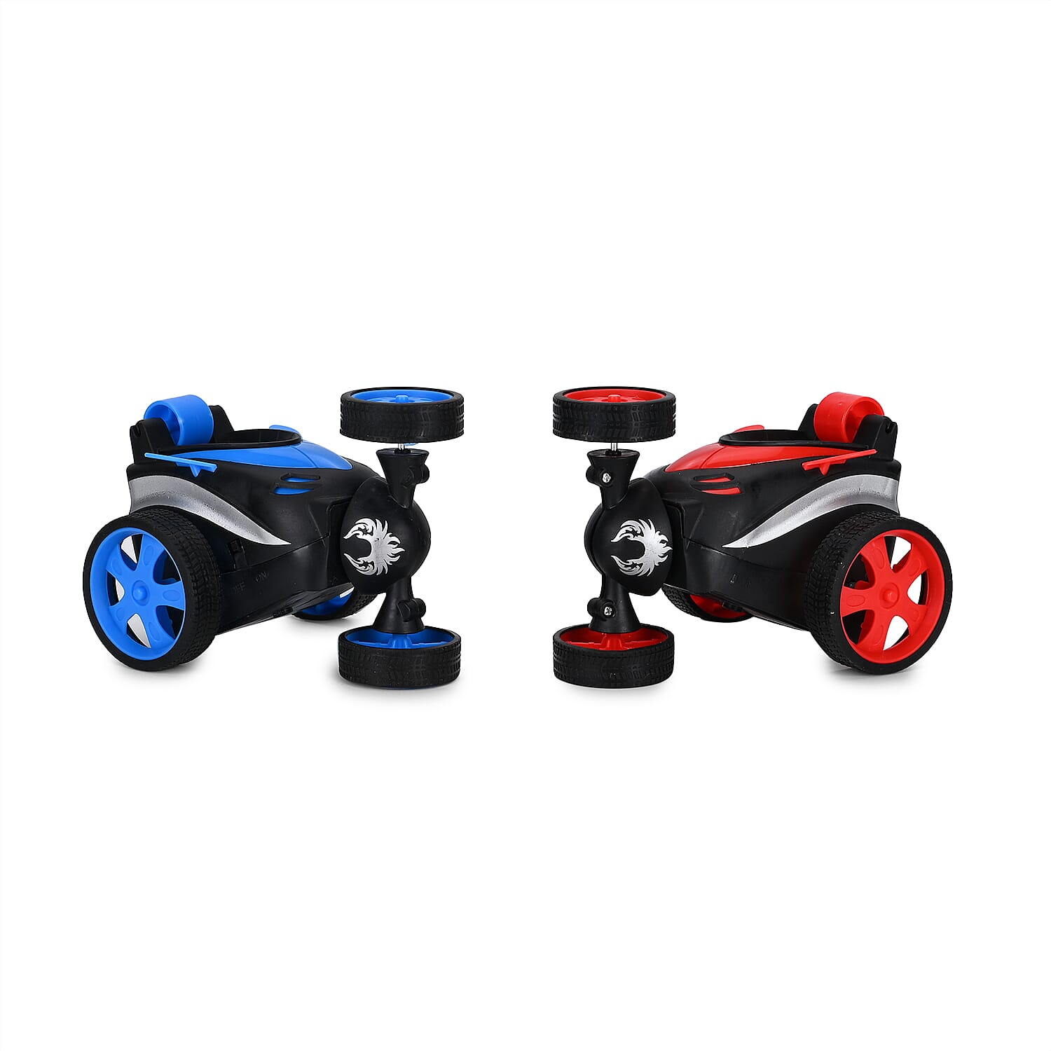 2pack Invincible Tornado RC Stunt Car with Flashing Light & Remote Control - Blue and Red (3xAAA, 2xAA Batteries Not Included)