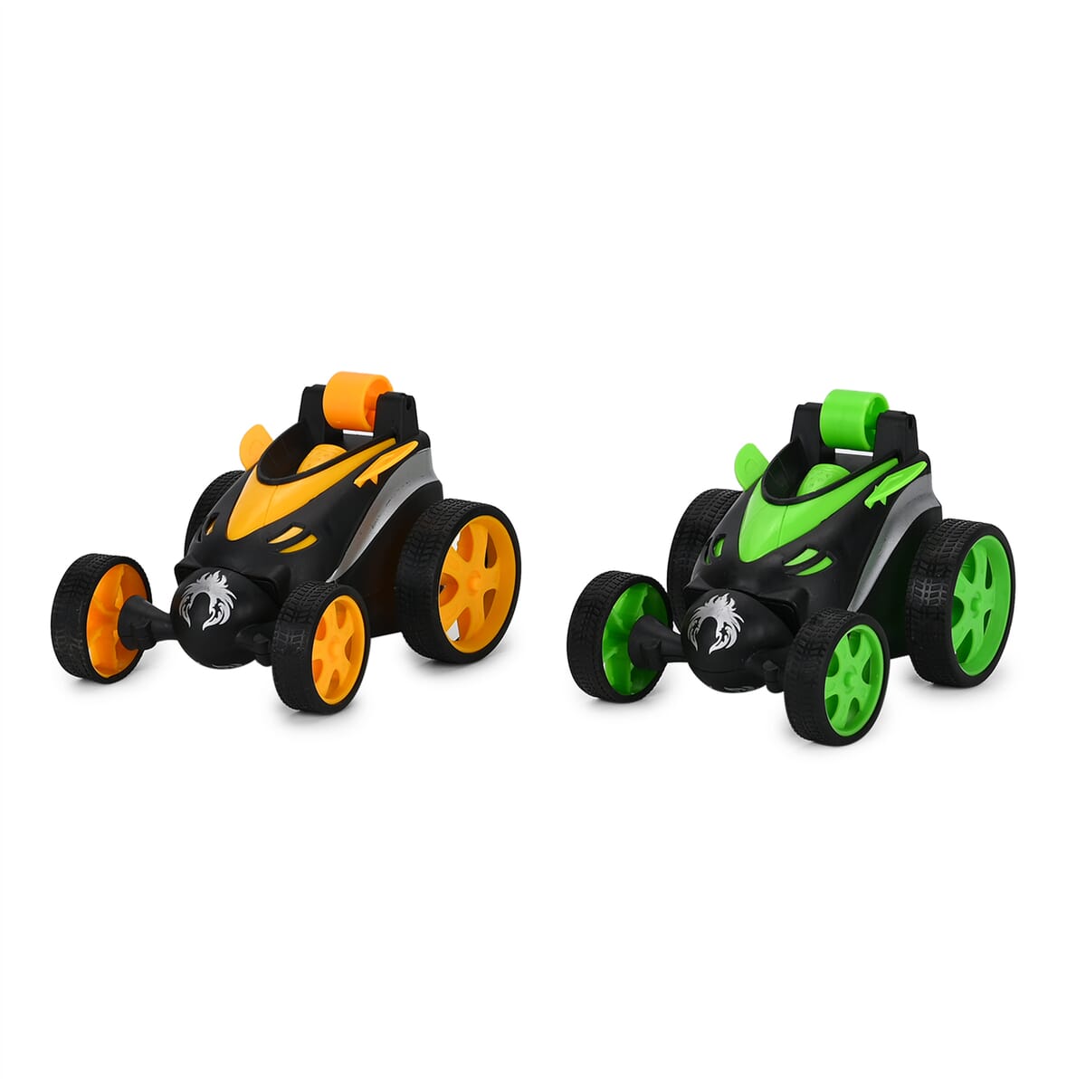 2pack Invincible Tornado RC Stunt Car with Flashing Light & Remote Control - Yellow and Green (3xAAA, 2xAA Batteries Not Included) image number 2