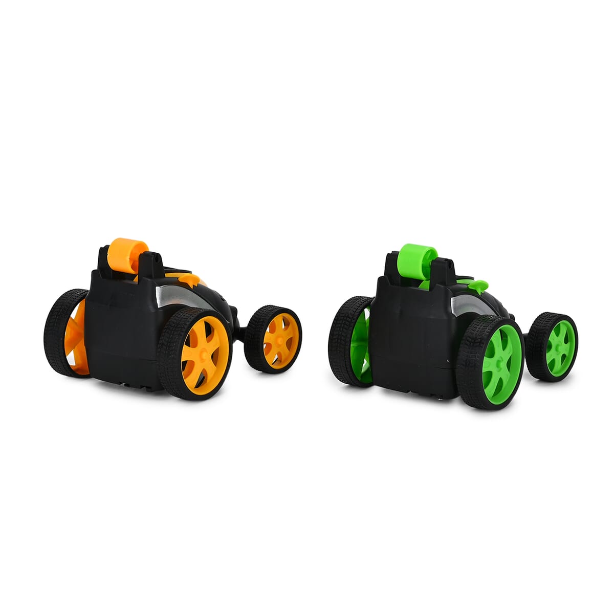2pack Invincible Tornado RC Stunt Car with Flashing Light & Remote Control - Yellow and Green (3xAAA, 2xAA Batteries Not Included) image number 3